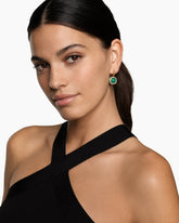 Albion® Drop Earrings in 18K Yellow Gold with Malachite and Diamonds, 10mm